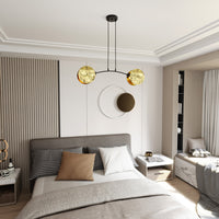 Lampada A Sospensione 2 Luci Moderna Nut In Acciaio Effetto Marmo Bianco