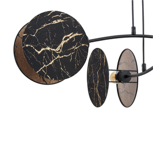 Lampada A Sospensione 4 Luci Moderna Nut In Acciaio Effetto Marmo Nero