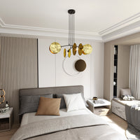 Lampada A Sospensione 4 Luci Moderna Nut In Acciaio Effetto Marmo Bianco