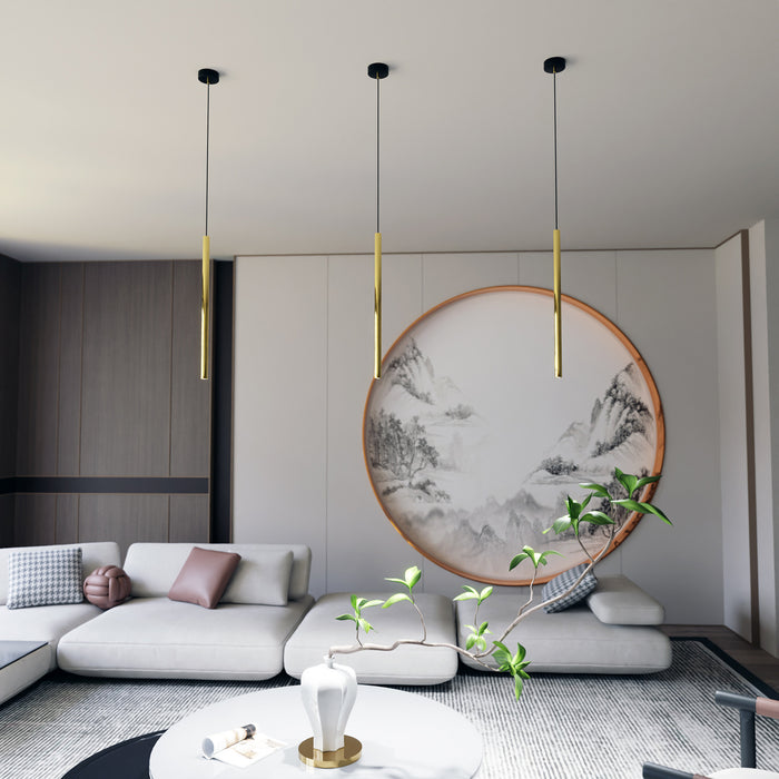 Sospensione Contemporanea In Acciaio 1 Luce Shu Nero E Oro