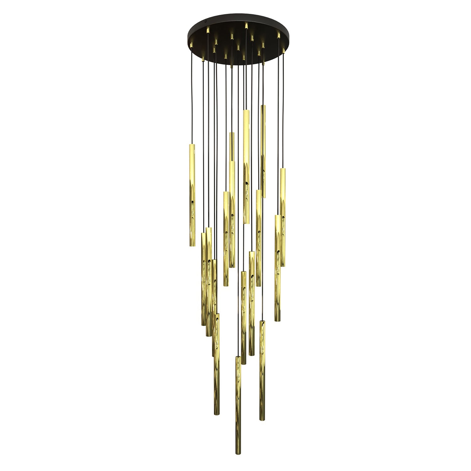 Lampadario Moderno Shu Acciaio Nero 17 Luci G9 Ip20