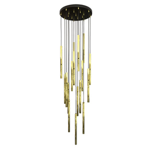 Lampadario Moderno Shu Acciaio Nero 17 Luci G9 Ip20