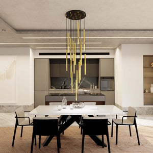 Lampadario Moderno Shu Acciaio Nero 17 Luci G9 Ip20