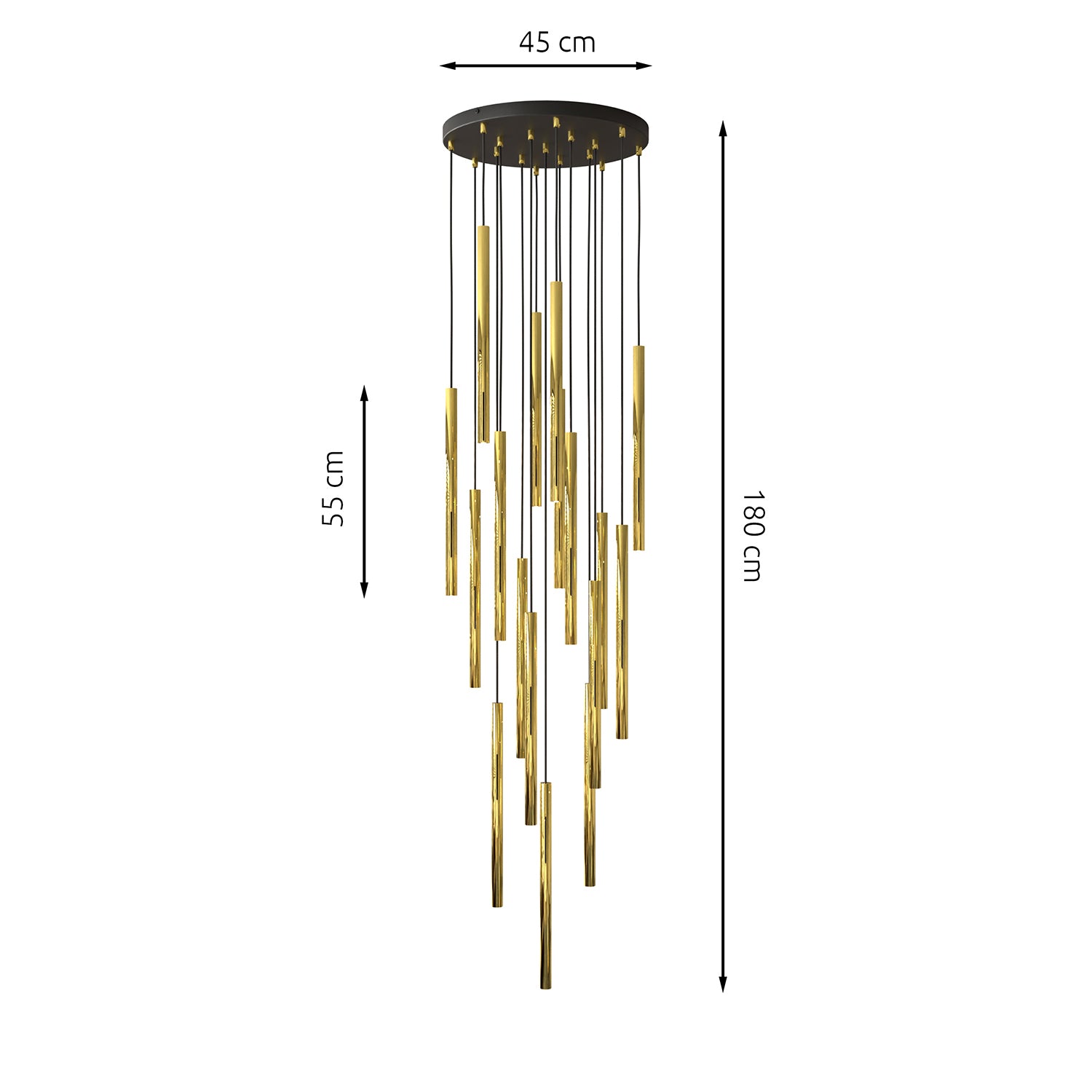 Lampadario Moderno Shu Acciaio Nero 17 Luci G9 Ip20