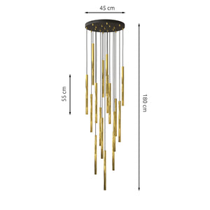 Lampadario Moderno Shu Acciaio Nero 17 Luci G9 Ip20