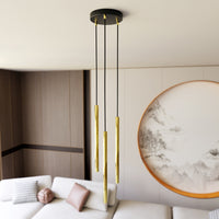 Sospensione Contemporanea In Acciaio 3 Luci Shu Nero E Oro