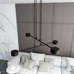 Sospensione Moderna Tefnut 4 Luci In Acciaio Nero