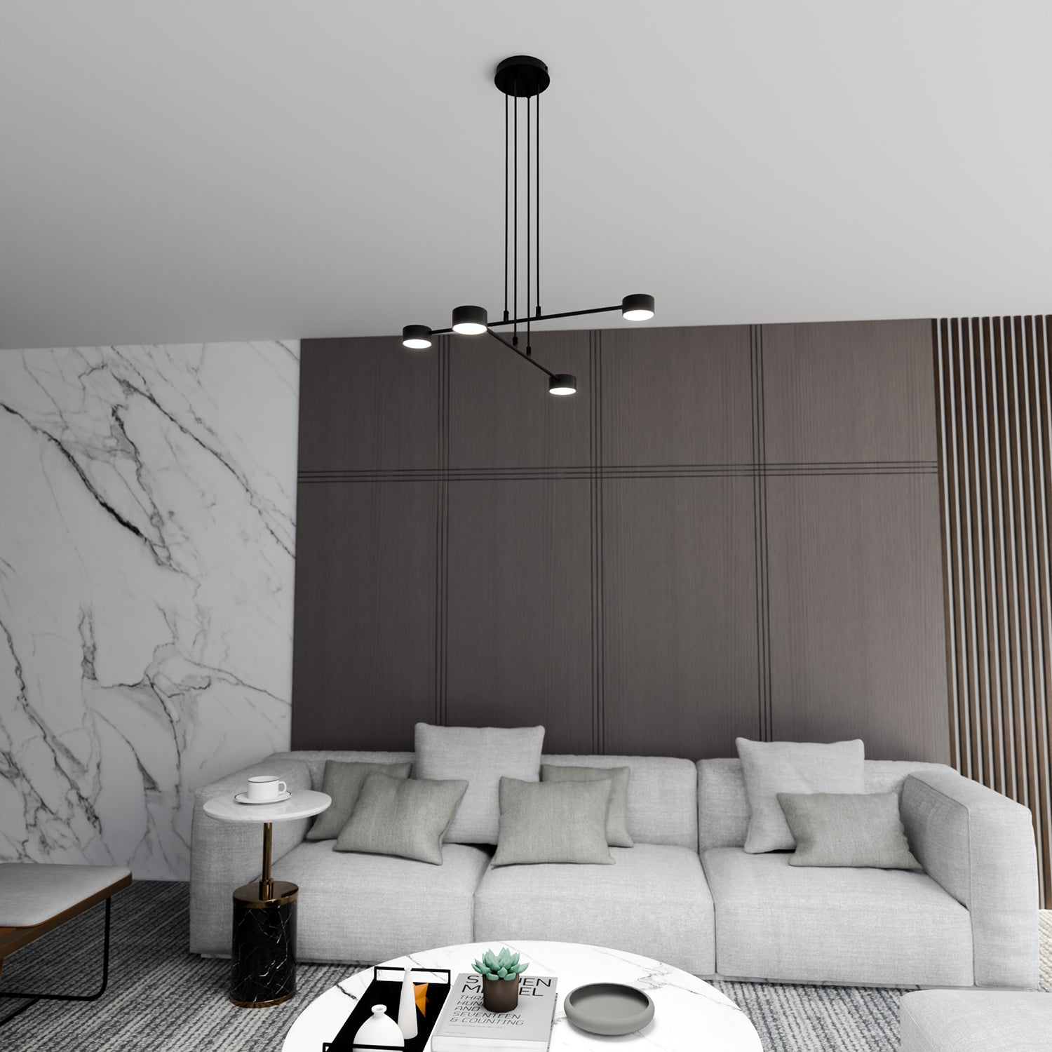 Sospensione Moderna Tefnut 4 Luci In Acciaio Nero