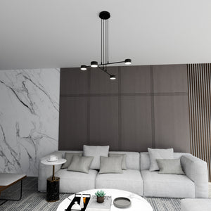 Sospensione Moderna Tefnut 4 Luci In Acciaio Nero