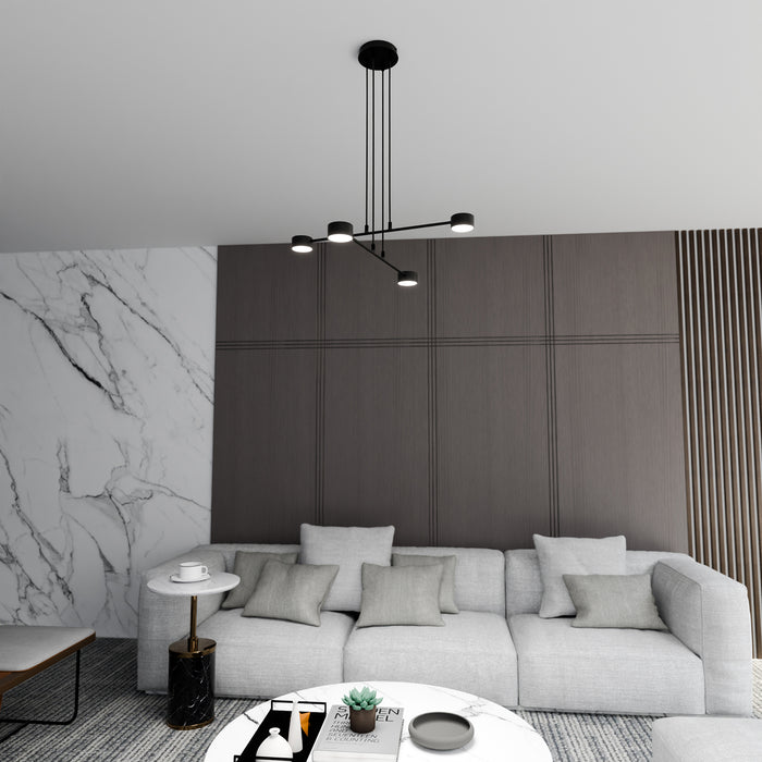 Sospensione Moderna Tefnut 4 Luci In Acciaio Nero