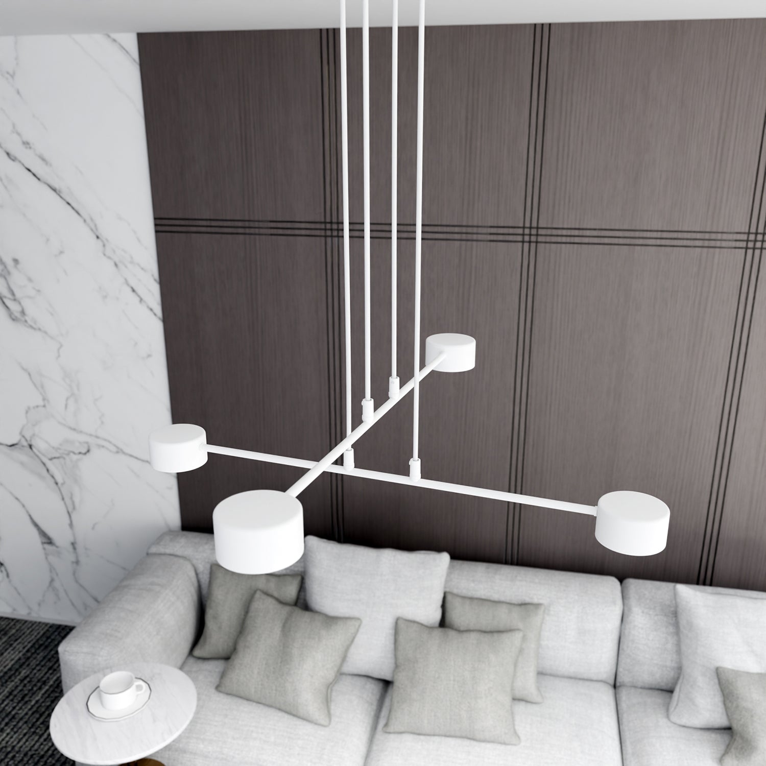 Sospensione Moderna Tefnut 4 Luci In Acciaio Bianco