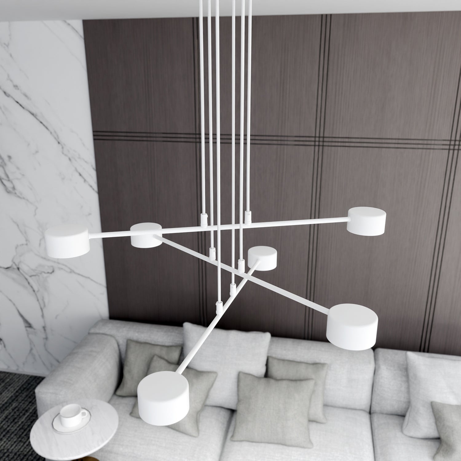 Sospensione Moderna Tefnut 6 Luci In Acciaio Bianco