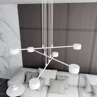 Sospensione Moderna Tefnut 6 Luci In Acciaio Bianco