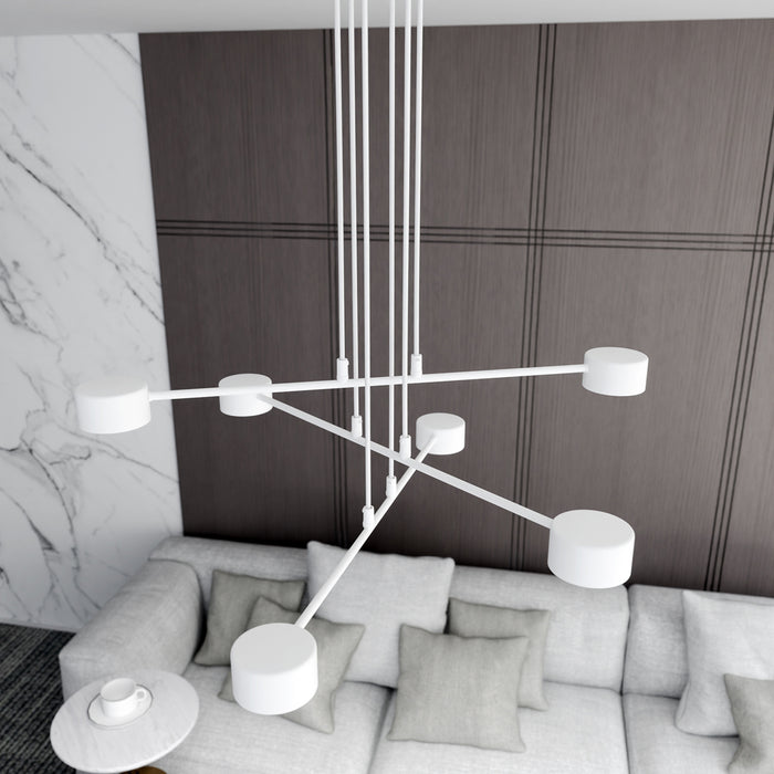 Sospensione Moderna Tefnut 6 Luci In Acciaio Bianco