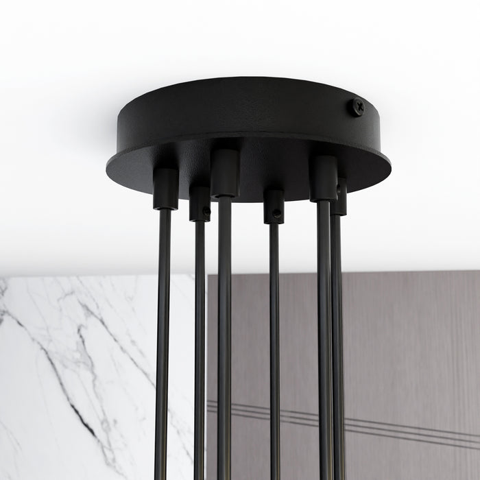 Sospensione Moderna Tefnut 6 Luci In Acciaio Nero