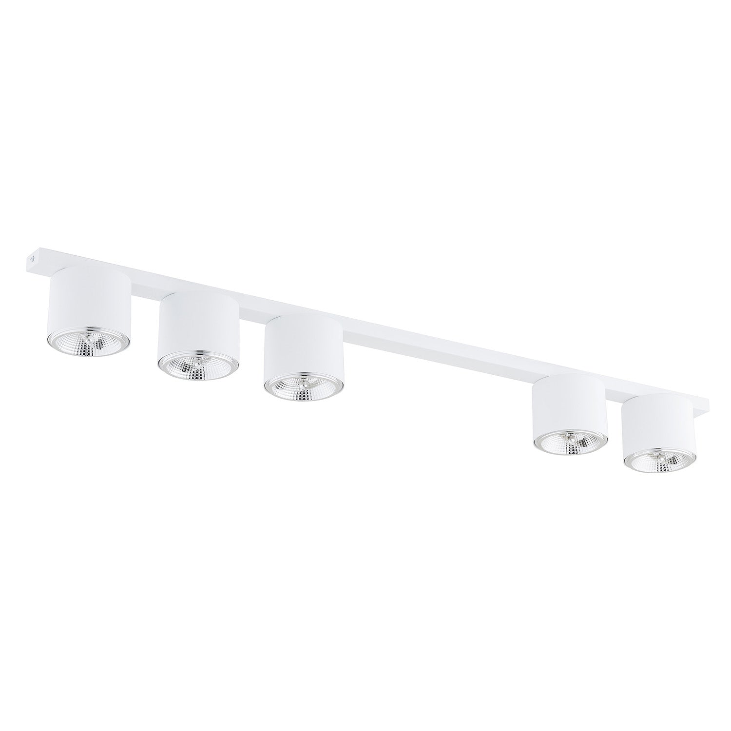 Plafoniera Moderna 5 Luci Faretti Ptah In Acciaio Bianco