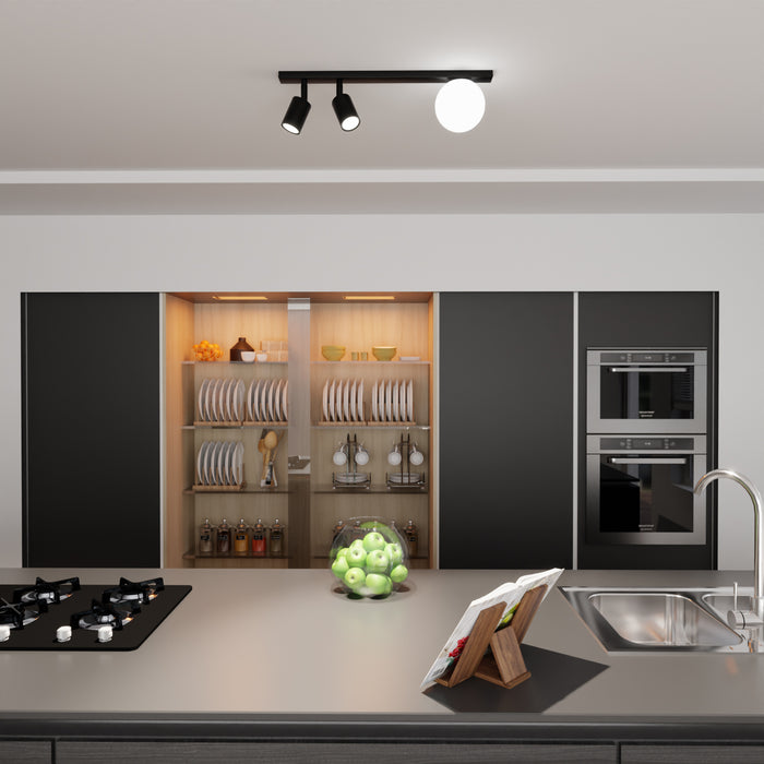 Plafoniera Minimal 3 Luci Sobek In Acciaio Nero E14+Gu10