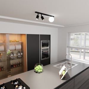 Plafoniera Minimal 3 Luci Sobek In Acciaio Nero E14+Gu10