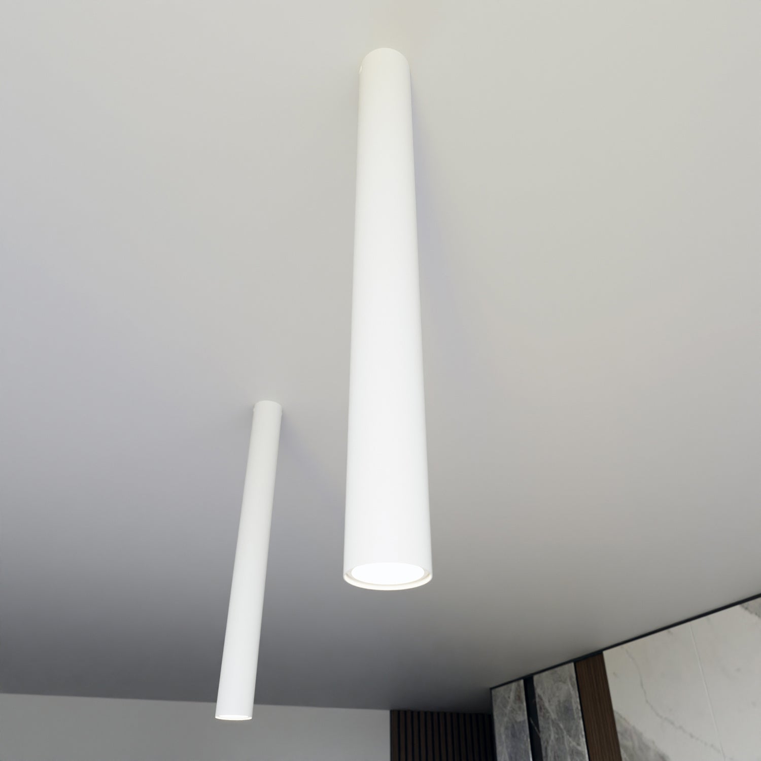 Plafoniera Moderna Faretto Marduk 1 Luce Acciaio Bianco 60 Cm