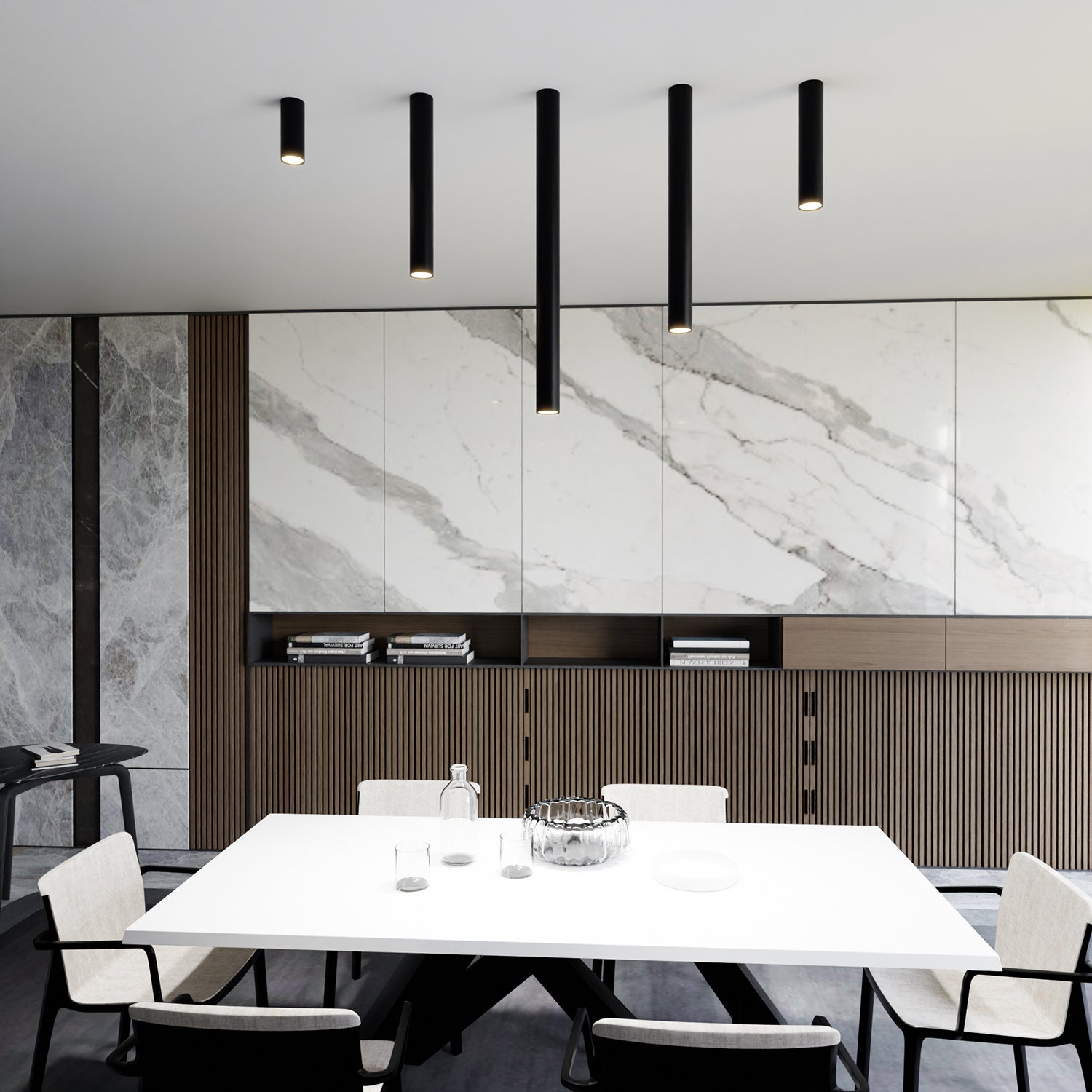 Plafoniera Moderna Faretto Marduk 1 Luce Acciaio Nero 45 Cm