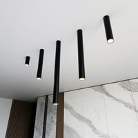 Plafoniera Moderna Faretto Marduk 1 Luce Acciaio Nero 60 Cm