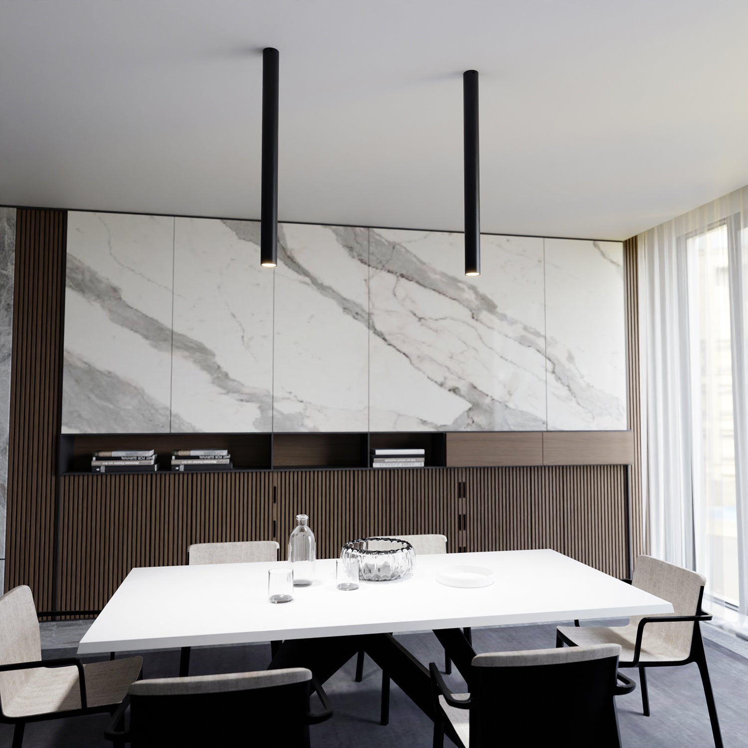 Plafoniera Moderna Faretto Marduk 1 Luce Acciaio Nero 80 Cm