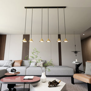 Sospensione Minimal Skadi 6 Luci In Acciaio Oro