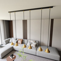 Sospensione Minimal Skadi 6 Luci In Acciaio Oro