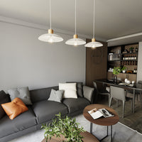 Sospensione Nordica Ishtar 3 Luci In Legno E Acciaio Bianco