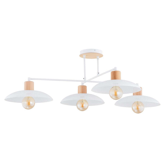 Lampadario Minimal Ishtar Acciaio Bianco 4 Luci E27 Ip20