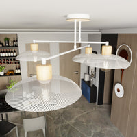 Lampadario Minimal Ishtar Acciaio Bianco 4 Luci E27 Ip20