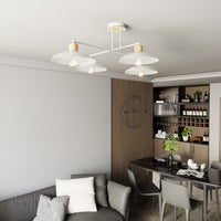 Lampadario Minimal Ishtar Acciaio Bianco 4 Luci E27 Ip20