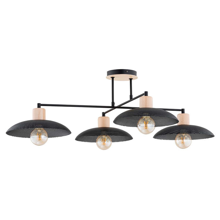 Lampadario Minimal Ishtar Acciaio Nero 4 Luci E27 Ip20