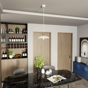 Sospensione Contemporanea Enki 1 Luce In Acciaio Oro E Bianco