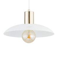 Sospensione Contemporanea Enki 1 Luce In Acciaio Oro E Bianco