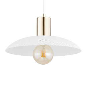 Sospensione Contemporanea Enki 1 Luce In Acciaio Oro E Bianco