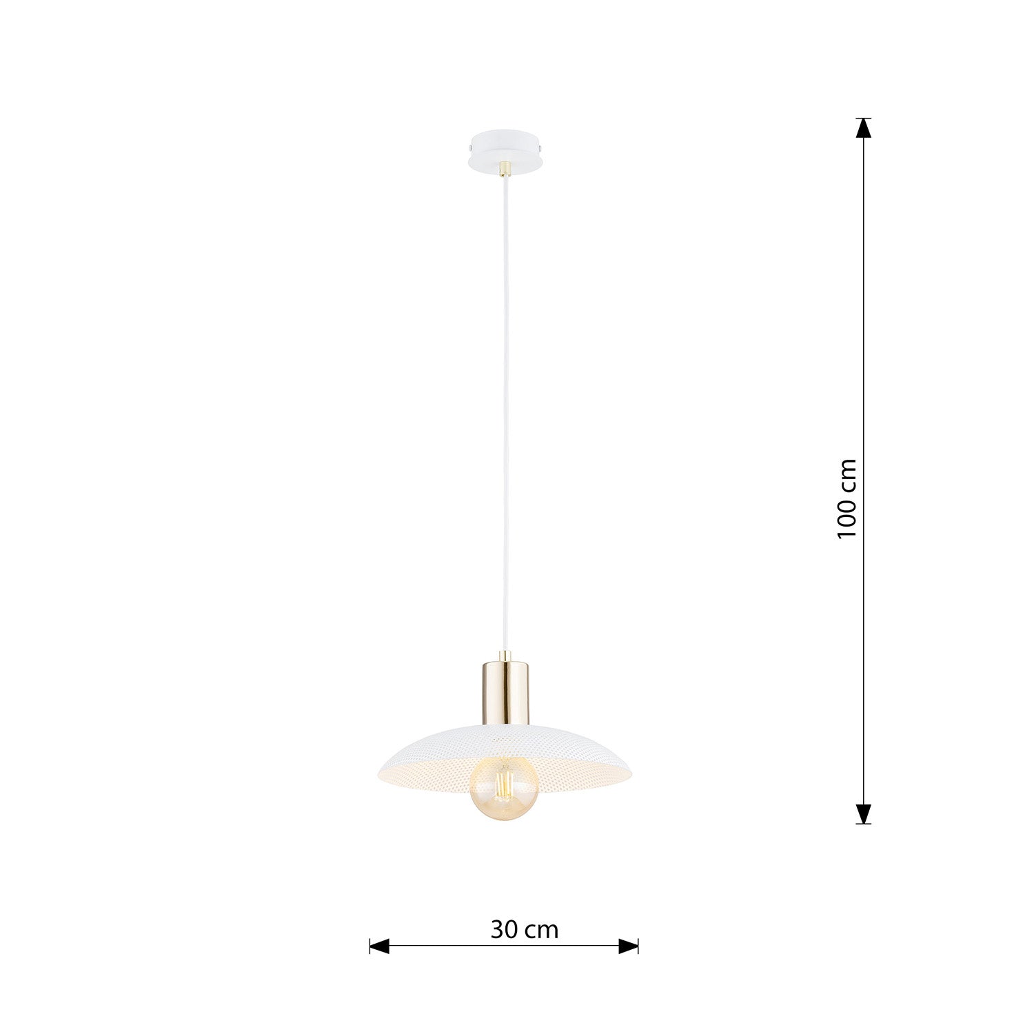 Sospensione Contemporanea Enki 1 Luce In Acciaio Oro E Bianco