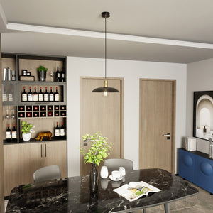 Sospensione Contemporanea Enki 1 Luce In Acciaio Oro E Nero