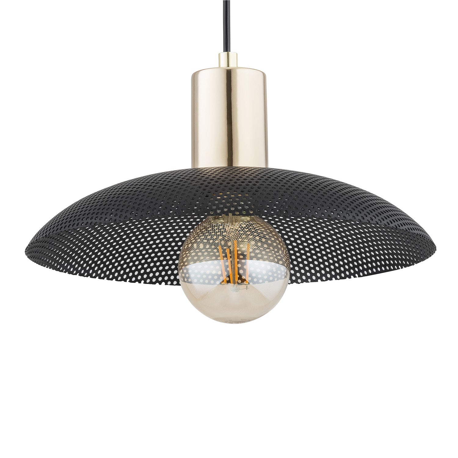 Sospensione Contemporanea Enki 1 Luce In Acciaio Oro E Nero