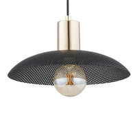 Sospensione Contemporanea Enki 1 Luce In Acciaio Oro E Nero