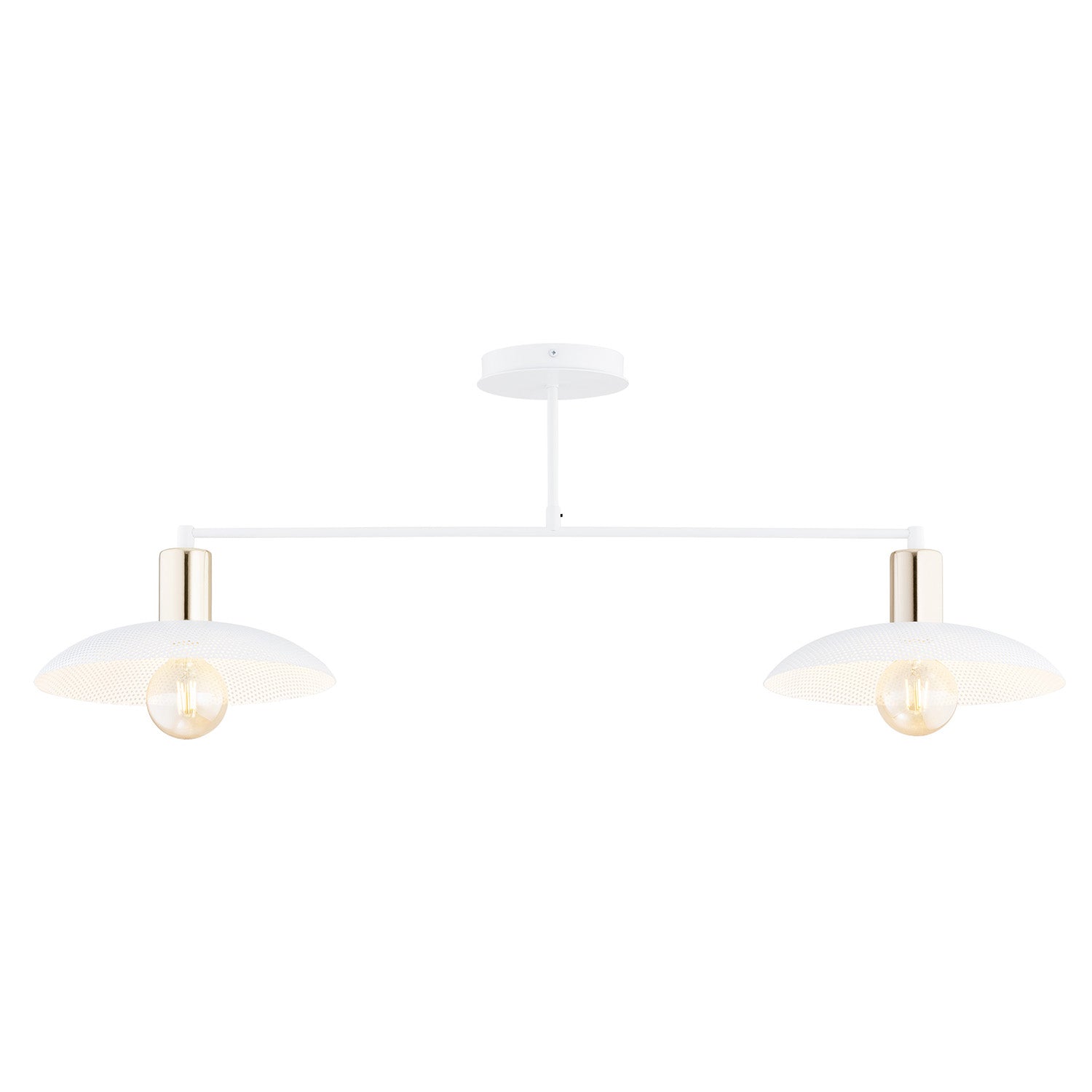 Plafoniera Contemporanea Enki 2 Luci In Acciaio Oro E Bianco