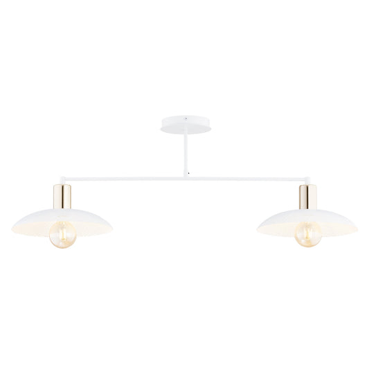 Plafoniera Contemporanea Enki 2 Luci In Acciaio Oro E Bianco