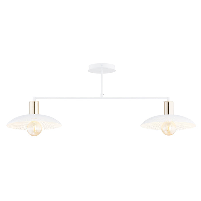 Plafoniera Contemporanea Enki 2 Luci In Acciaio Oro E Bianco