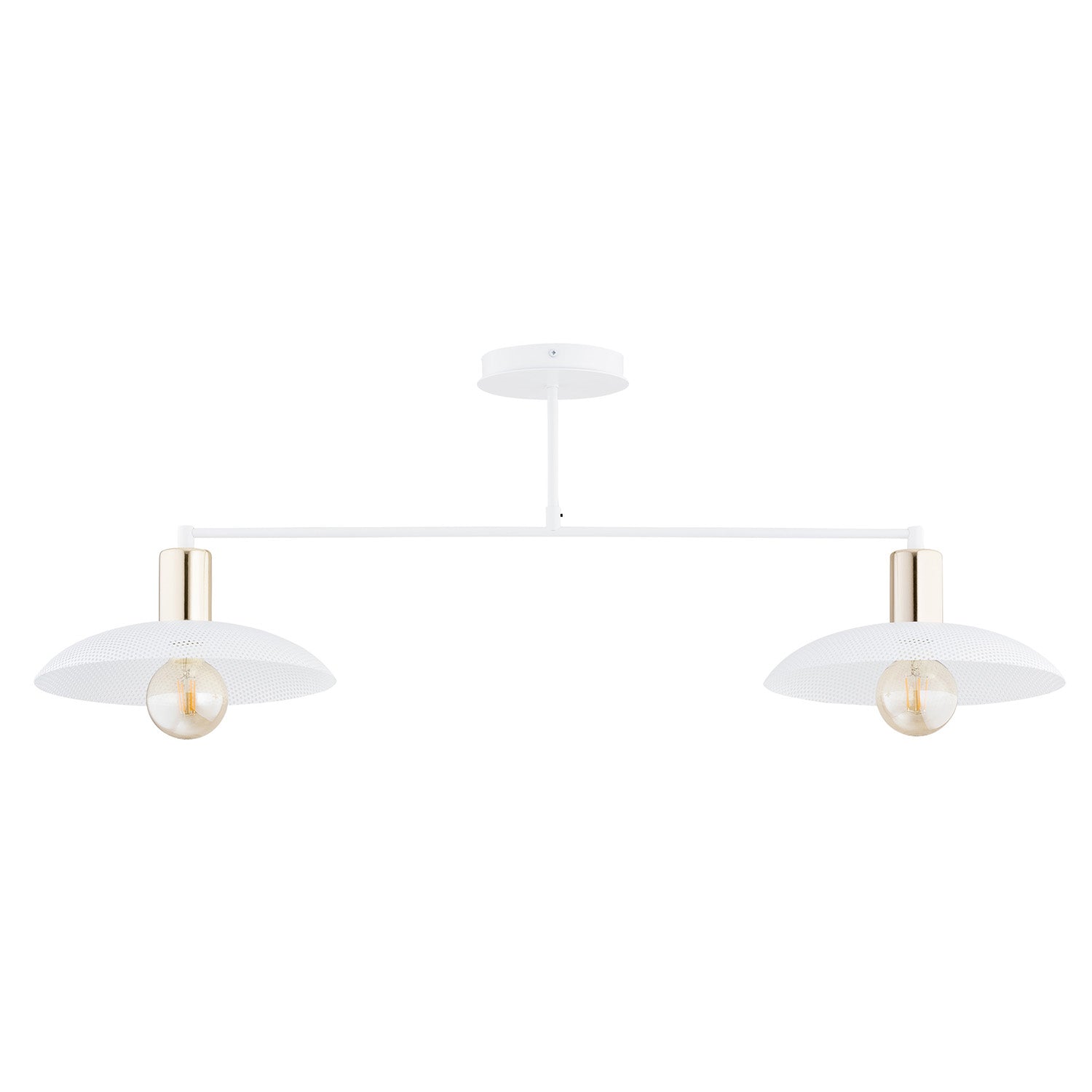 Plafoniera Contemporanea Enki 2 Luci In Acciaio Oro E Bianco