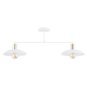 Plafoniera Contemporanea Enki 2 Luci In Acciaio Oro E Bianco