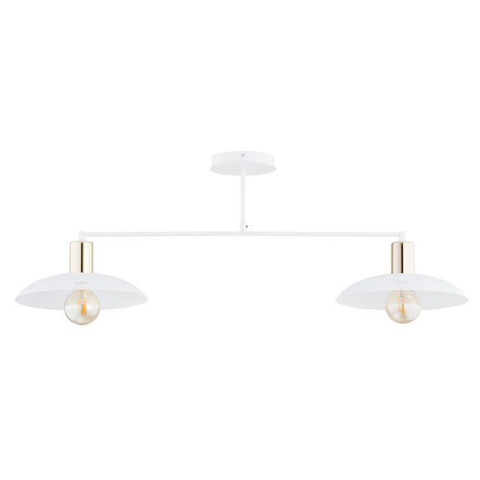 Plafoniera Contemporanea Enki 2 Luci In Acciaio Oro E Bianco