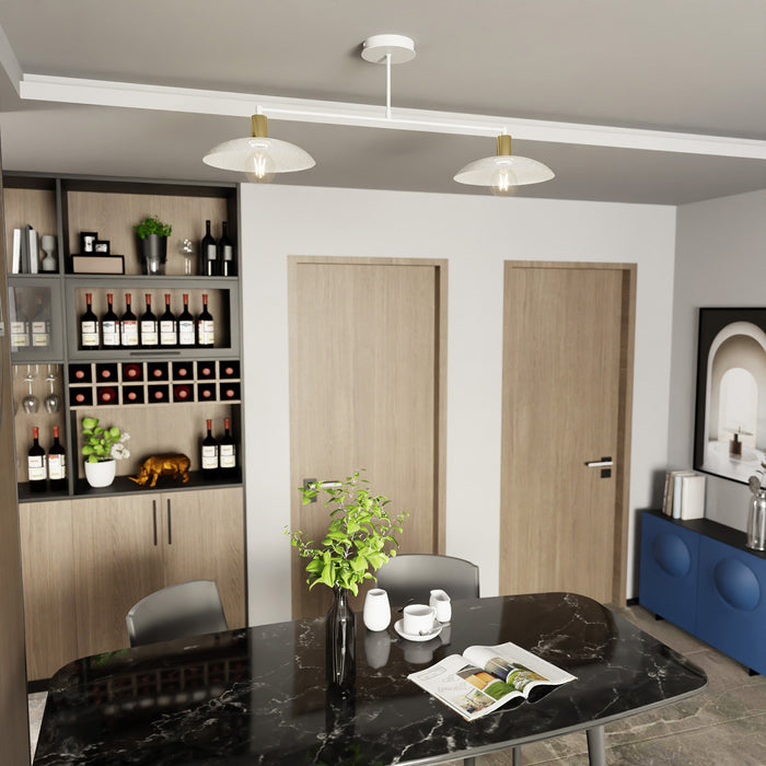 Plafoniera Contemporanea Enki 2 Luci In Acciaio Oro E Bianco