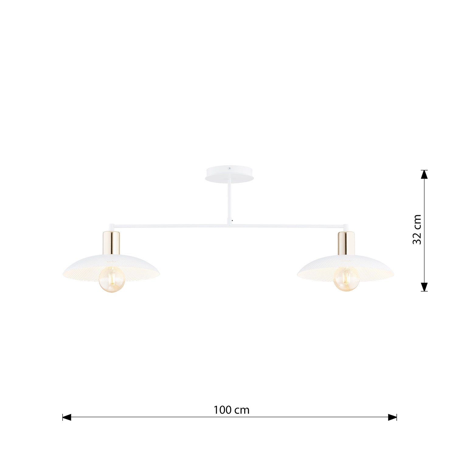 Plafoniera Contemporanea Enki 2 Luci In Acciaio Oro E Bianco