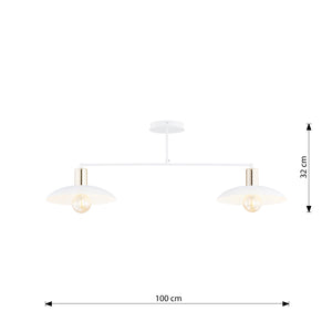 Plafoniera Contemporanea Enki 2 Luci In Acciaio Oro E Bianco