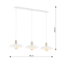 Sospensione Contemporanea Enki 3 Luci In Acciaio Oro E Bianco